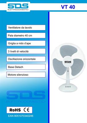 VENTILATORE SDS VT40 DA TAVOLO