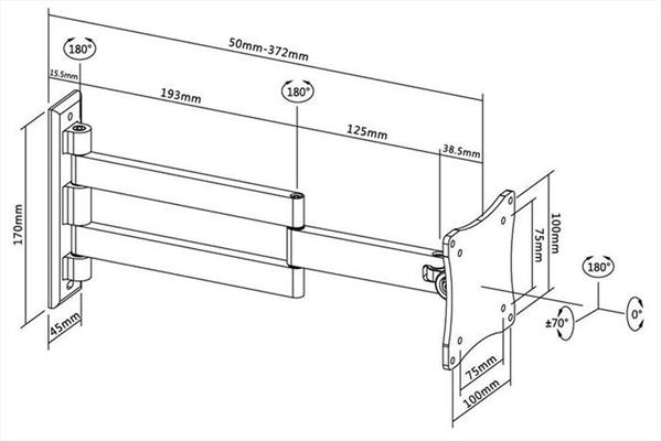 STAFFA CIATTI SMALLTRE100 TV 20/43 TRE SNODI VESA 10x10